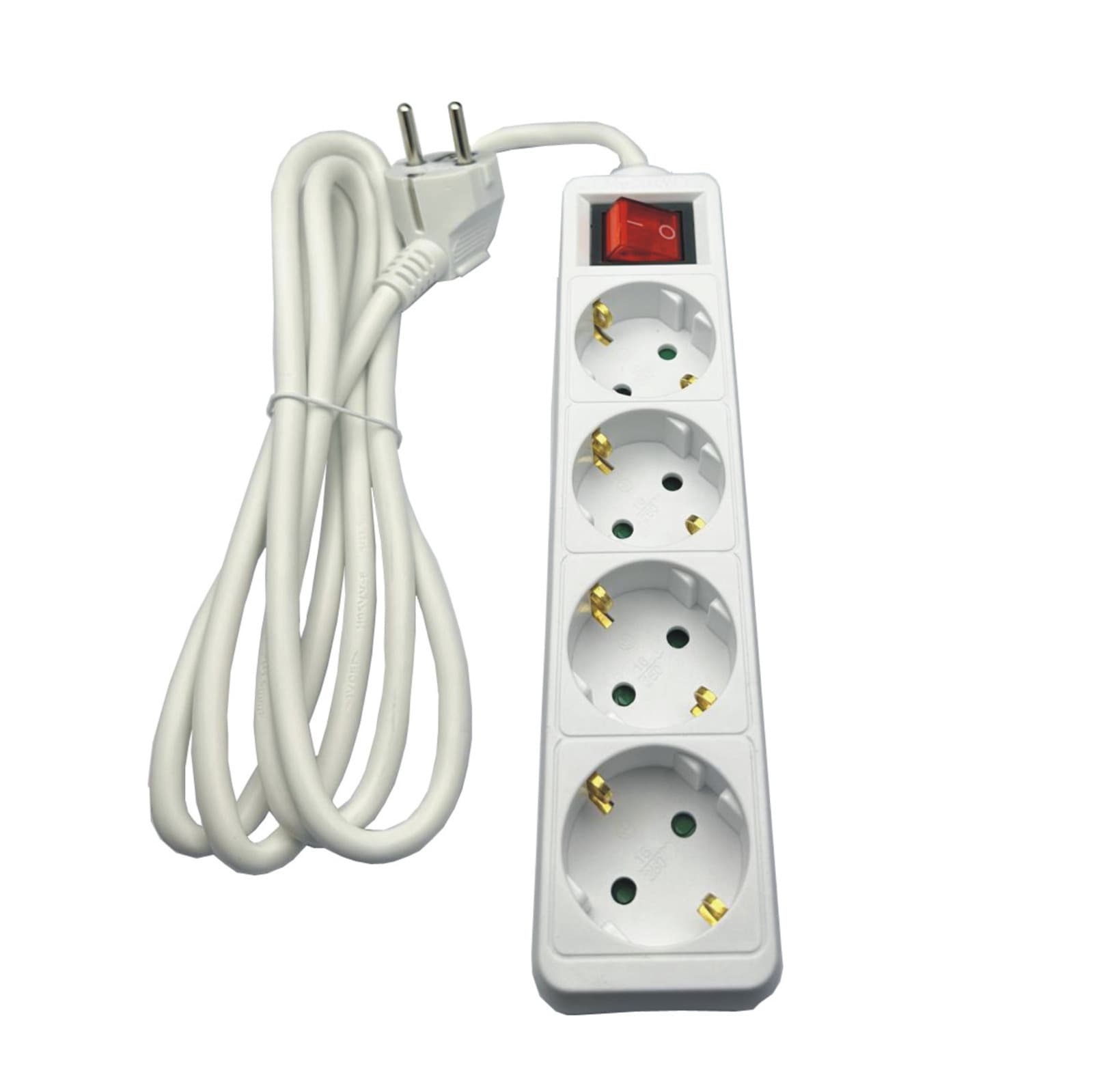 Prelungitor electric 4 prize cu întrerupător,cablu 3×1.5 mm² ,10M